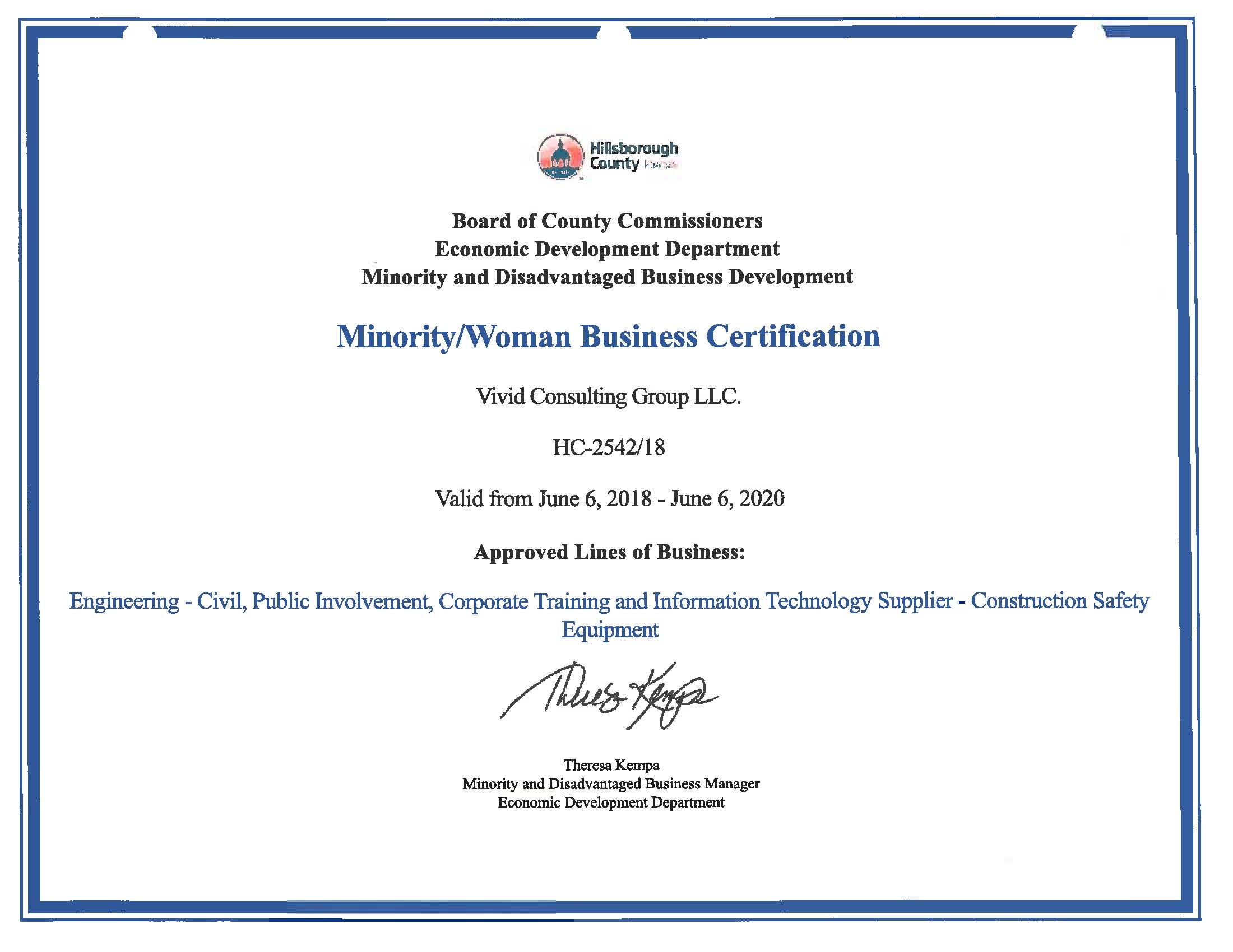 Hills Cty - Minority Women Certification 2018 - 2020